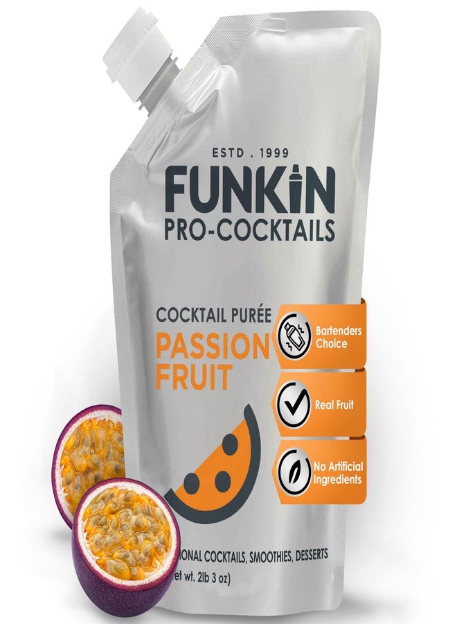 Funkin مهروس فاكهة فانكين | فاكهة حقيقية، مكونات بسيطة، مُضاف طبيعي للكوكتيلات والمشروبات والعصائر | نباتي، غير معدل وراثيًا، خالٍ من الغلوتين (2.2 رطل) (فاكهة الباشن فروت) - Image 1